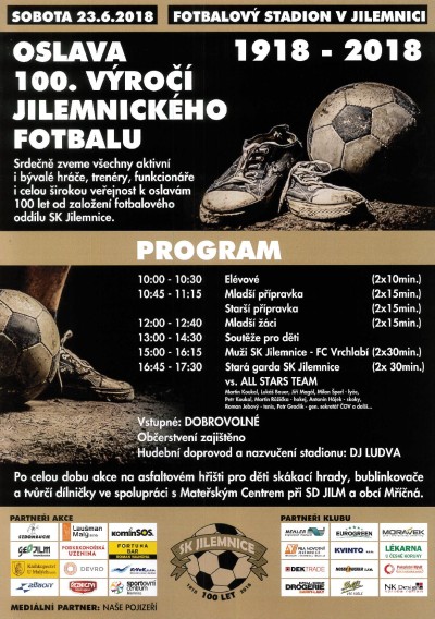 SK Jilemnice zve na oslavu 100 let místního fotbalu