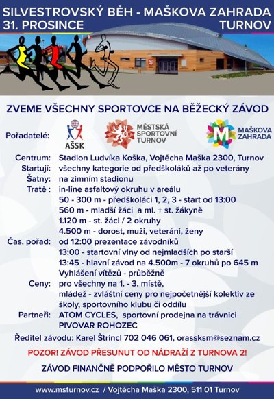 Silvestrovský běh v Maškově zahradě opět zakončí sezonu atletů