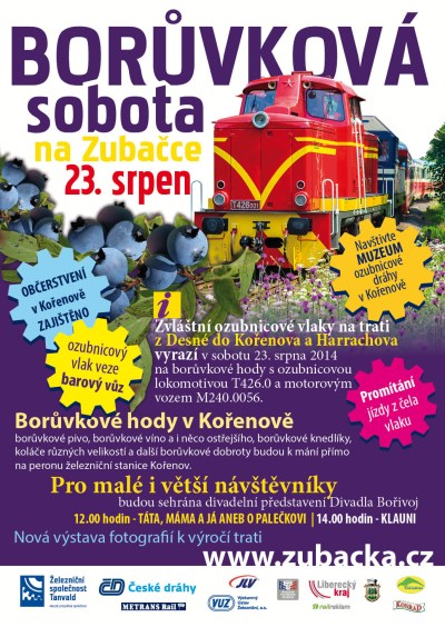 Tanvaldská železniční společnost zve na Borůvkovou sobotu na Zubačce
