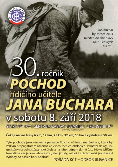 KČT Jilemnice chystá 30. ročník Pochodu řídícího učitele Jana Buchara