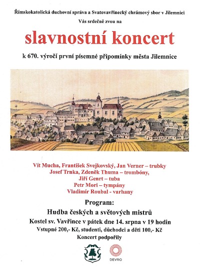 Koncert v kostele sv. Vavřince připomene 670. výročí města Jilemnice