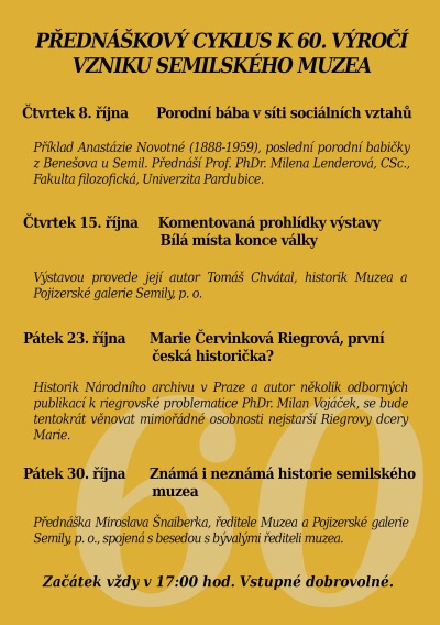 Sérií přednášek oslaví 60 let semilského muzea