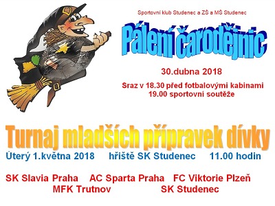 Ve Studenci zvou na pálení čarodějnic i turnaj mladších přípravek dívek
