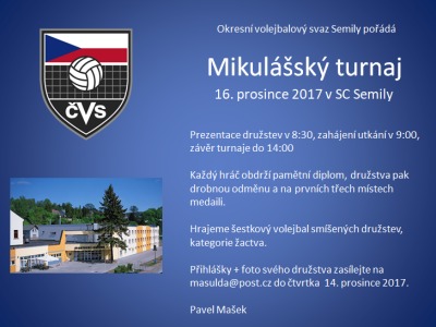 Volejbalové naděje si zahrají na Mikulášském turnaji v Semilech