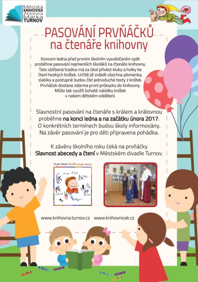 Prvňáčci budou v Turnově tradičně pasování na čtenáře