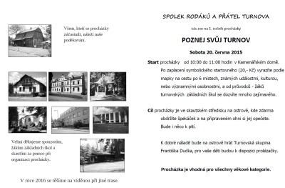 Spolek rodáků a přátel Turnova zve na akci Poznej svůj Turnov