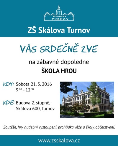 Základní škola Skálova zve na první ročník akce Škola hrou