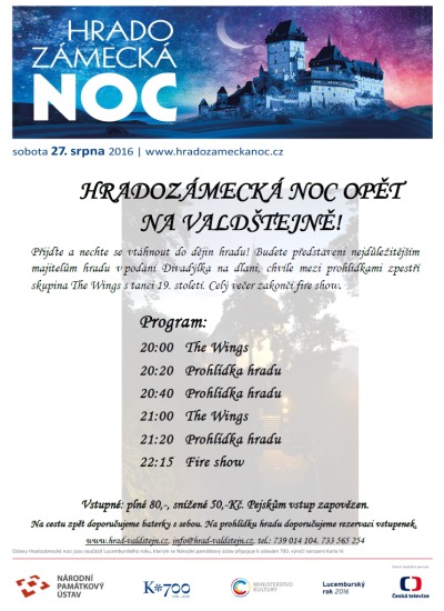 Hradozámecká noc ožije i na Valdštejně