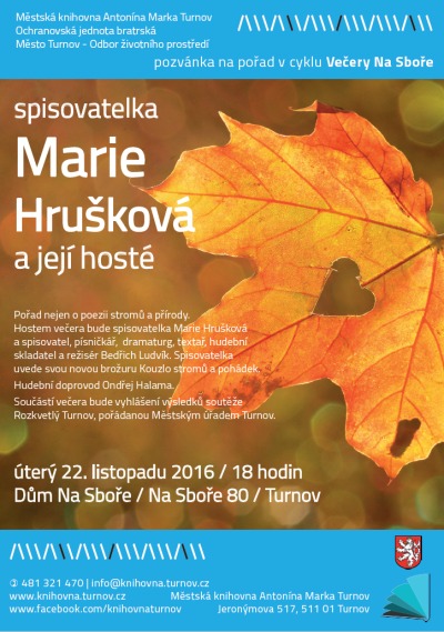 V Domě Na Sboře v Turnově přivítají spisovatelku Marii Hruškovou
