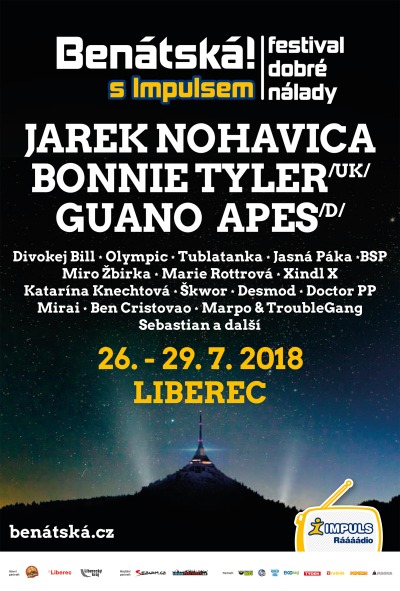 Benátská 2018 přivítá Jarka Nohavicu, Bonnie Tyler i Guano Apes