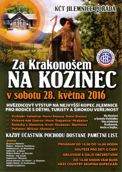 Jilemničtí turisté míří v sobotu Za Krakonošem na Kozinec