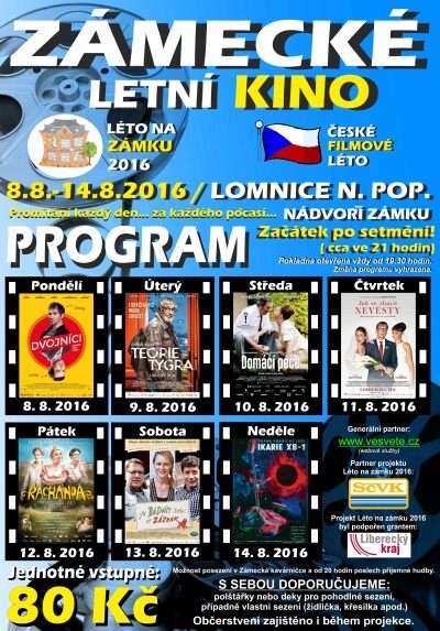 Zámecké letní kino promítá v Lomnici nad Popelkou již počtvrté