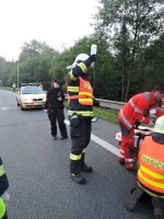 Nehoda motorky a osobního auta na silnici /65 u Rádla