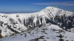 Fotografie Sněžky a Obřího dolu, jehož součástí je i místo nehody