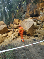 Zřícený skalní blok v katastru obce Cvikov