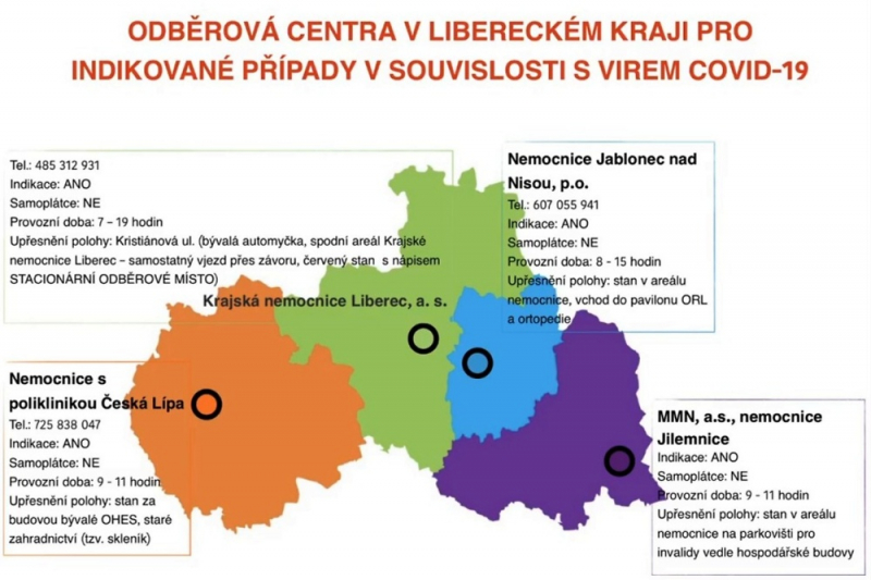 Odběrová místa v Libereckém kraji<br />Autor: Archiv KÚ Libereckého kraje