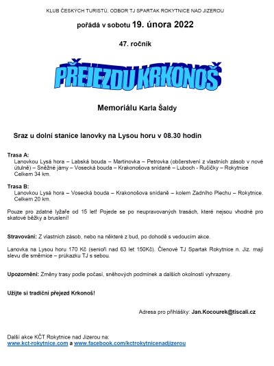 Přejezd Krkonoš neboli 47. ročník Memoriálu Karla Šaldy