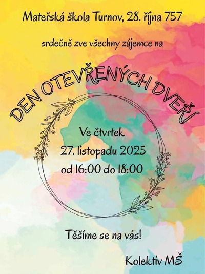 MŠ 28. října Turnov zve na den otevřených dveří