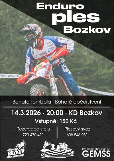 Enduro ples pořádají v Bozkově