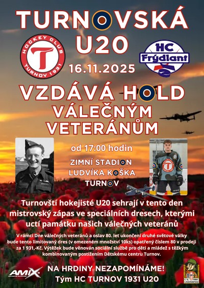 Unikátní hokejový zápas sehrají turnovští junioři v unikátních dresech