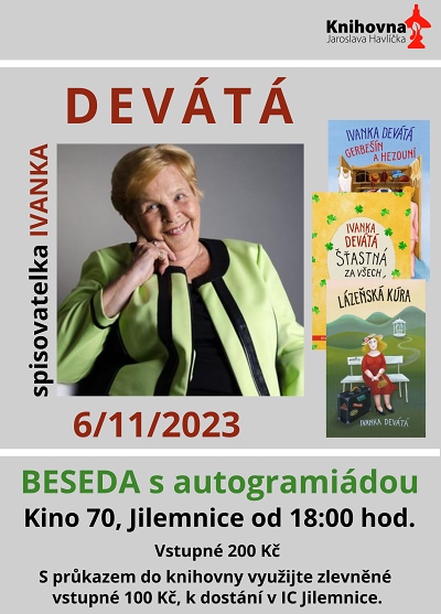 Na besedu do Jilemnice přijede Ivanka Devátá