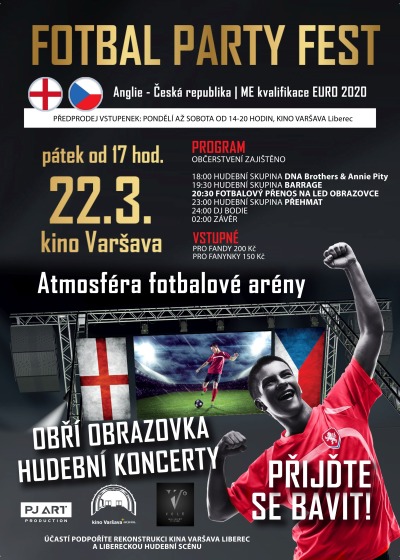 Kino Varšava zve na Fotbal Party Fest aneb souboj Česka s Anglií