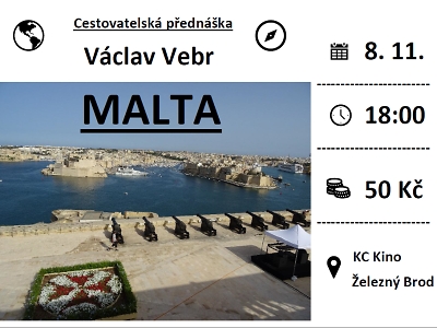 Cestovatel Václav Vébr představí v Železném Brodě ostrov Malta