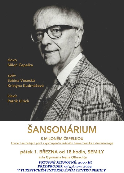 Šansonárium s Miloněm Čepelkou na semilském gymnáziu 