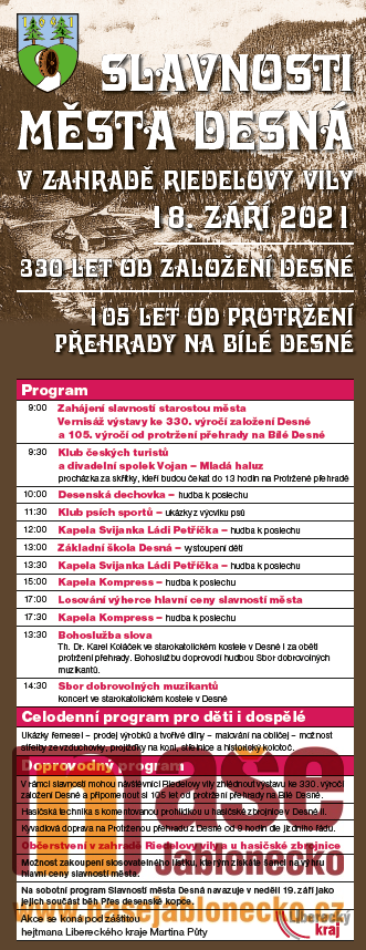 Slavnosti města Desná se konají v zahradě Riedelovy vily