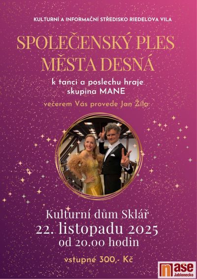 Společenský ples města Desná se koná v sobotu 22. listopadu