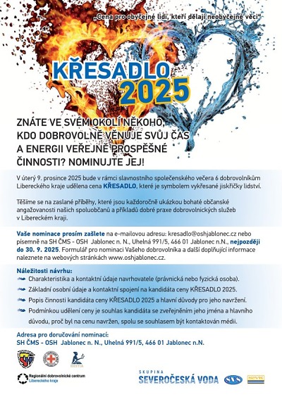 Nominujte svého dobrovolníka na cenu Křesadlo!