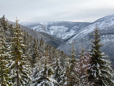 Zima v Krkonoších láká na lyže, do bazénu a vzhůru ke korunám stromů