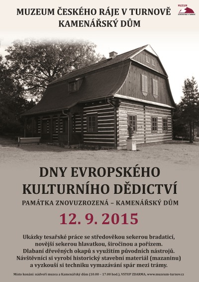 Dnů evropského kulturního dědictví se zúčastní i Kamenářský dům