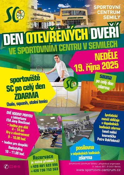 Sportovní centrum Semily pořádá Den otevřených dveří