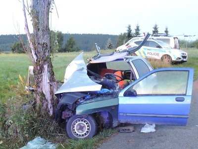 V Jeřmanicích narazilo auto do stromu, jeden ze tří cestujících zemřel