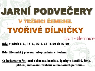 V jilemnickém pivovaru v pátek odstartuje Jarní tržnice řemesel