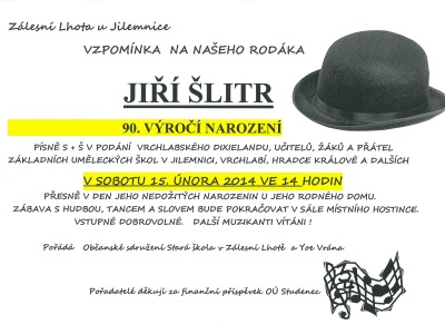 V Zálesní Lhotě si připomenou svého rodáka Jiřího Šlitra