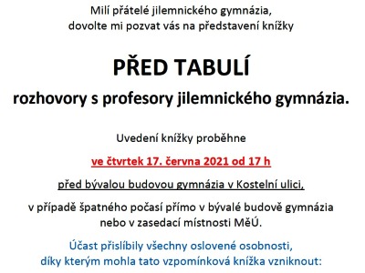 V Jilemnici chystají křest knihy Mojmíra Zemánka Před tabulí