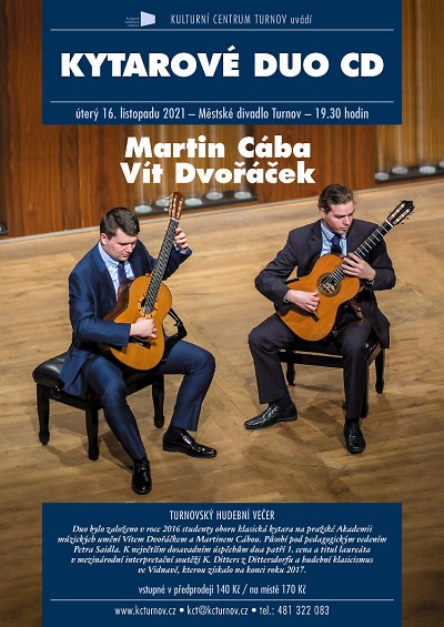 V Turnově vystoupí Kytarové duo Martin Cába a Vít Dvořáček