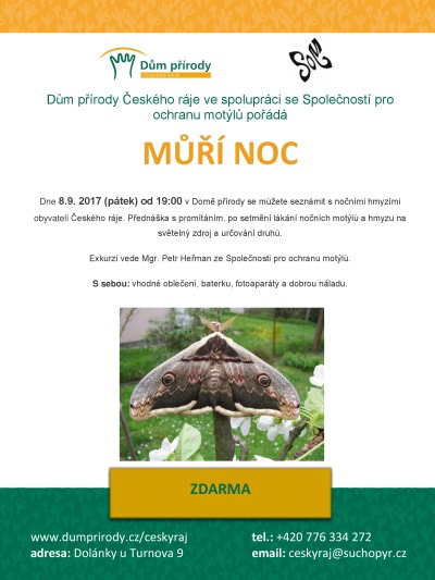 V Domě přírody v Dolánkách lákají na můří noc