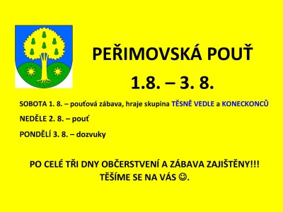 V Peřimově zvou na pouť s živou hudbou