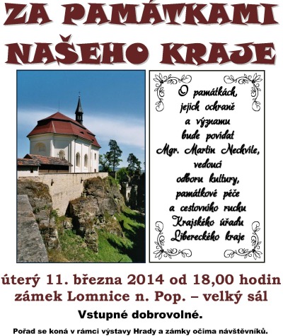 Na lomnickém zámku se vypraví Za památkami našeho kraje