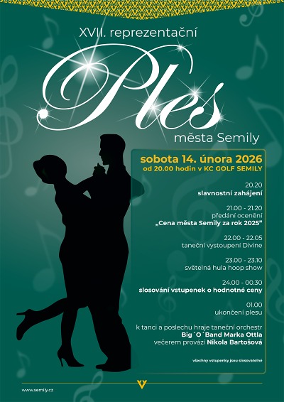 Ples města Semily pořádají posedmnácté v KC Golf