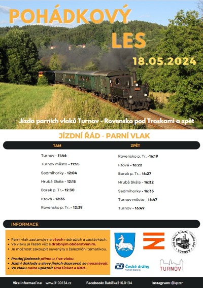 Na Pohádkový les do Rovenska pojede z Turnova opět parní vlak