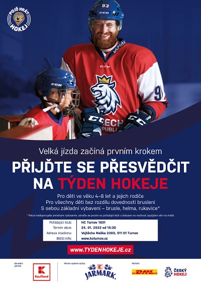 Nábor mladých hokejistů v Turnově se koná 25. ledna 