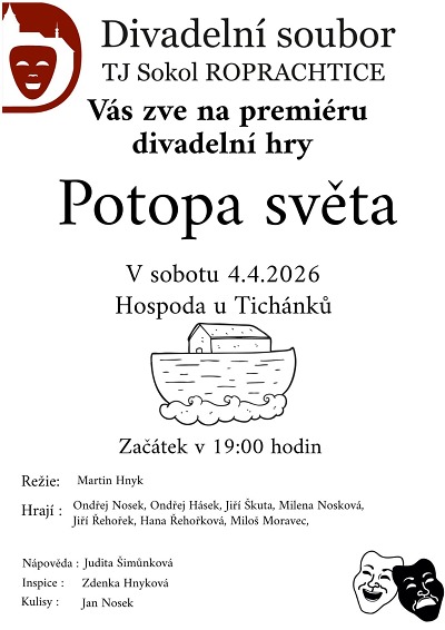 Divadelní hru Potopa světa uvidíte v Roprachticích