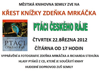 V semilské knihovně pokřtí knihu Ptáci Českého ráje