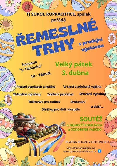 Řemeslné trhy s prodejní výstavou pořádají v Roprachticích