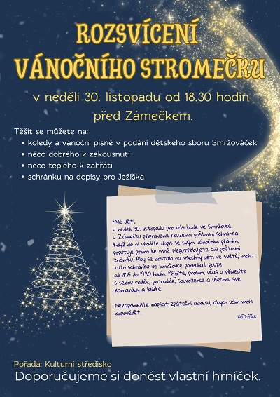 Rozsvícení vánočního stromečku na Smržovce proběhne 30. listopadu