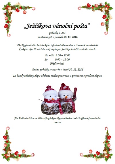 I v letošním roce se děti mohou těšit na Ježíškovu vánoční poštu